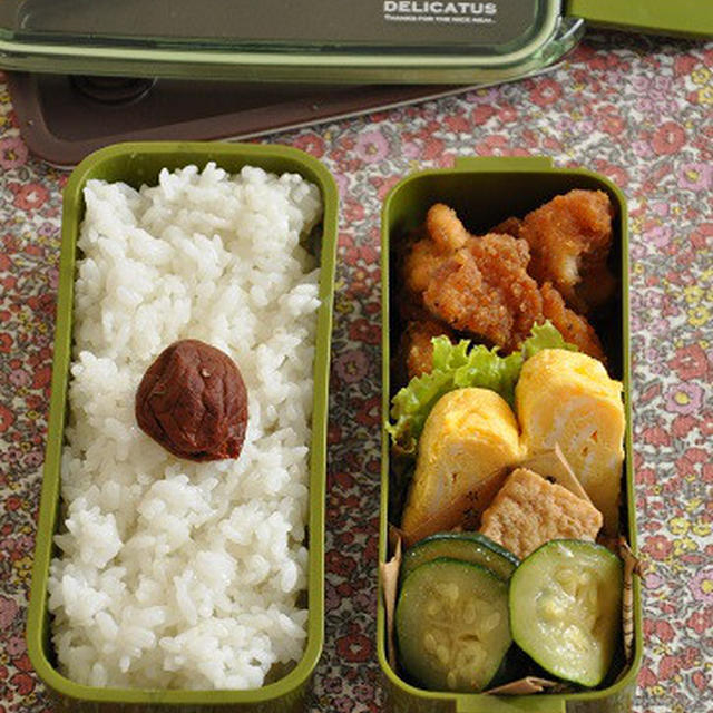 ”お得に買った冷凍唐揚げがあれば！急いで作るお弁当もラクチンに！夏の時短弁当”