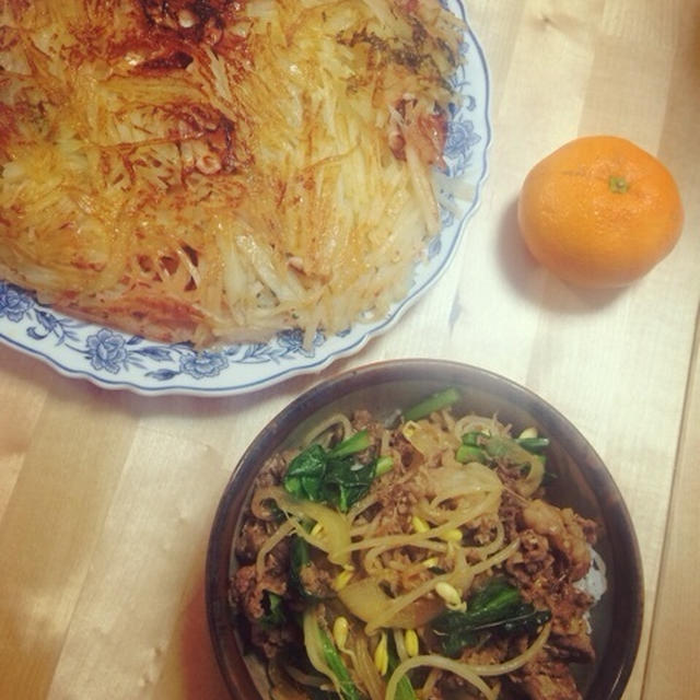 じゃがいもチヂミとプルコギ丼