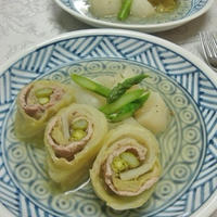 春キャベツで～アスパラと豚肉のキャベツロール♪