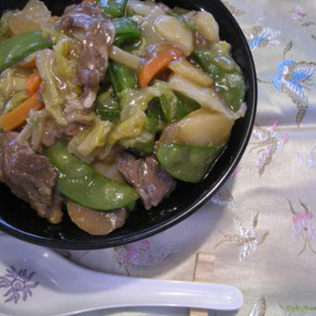 牛肉とオイスターソースのあんかけご飯