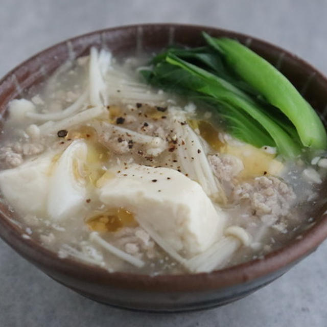 寒い日は具だくさん白麻婆豆腐のスープ