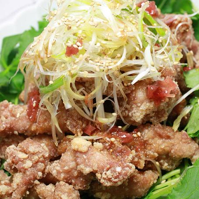 梅ぽぉ〜ん♪最高！！豚もも肉の竜田揚げ梅ポン酢がけ〜♪ Byミルミル93
