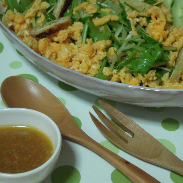水菜とカリカリ油揚げのサラダ