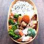 菜の花のベーコン巻きで男子学生弁当