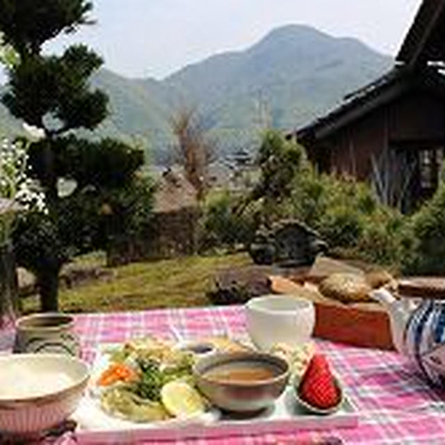 外で食べるワンプレートランチ