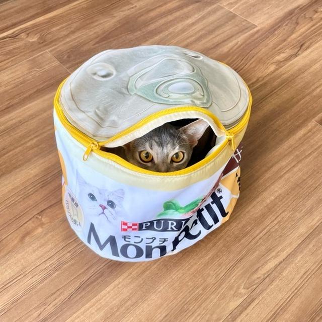 モンプチ缶そっくり収納BOXに、ちびさんたちが夢中♪