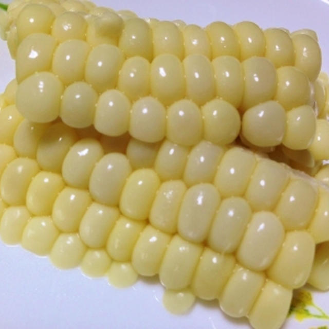 板状にしたトウモロコシ＆今朝咲き始めたひまわり♪