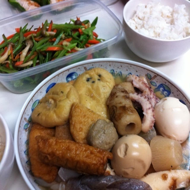 つくねピーマンと、おでん～夜ご飯