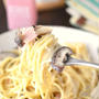 生クリームなしでもコクのある味わい「きのことベーコンのクリーミィパスタ」←フライパンで5分以内でできます◎