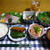 【夕食】鯛のお造り・青梗菜とハムの辛子醤油和え・納豆おくら…