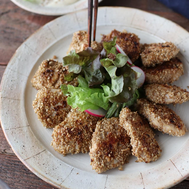 【レシピ】鶏ささみの香ばしごま衣焼き