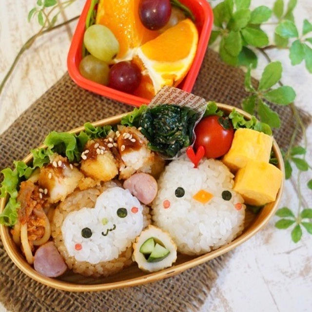 キャラ弁☆申年から酉年へ〜！のおべんとう。