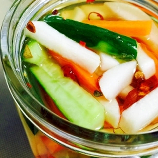 楽天pickupレシピ☆作り置き★冷蔵庫の野菜で♪ありものピクルス！