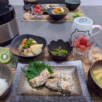 鯖の竜田揚げの献立。今日のいろいろ。