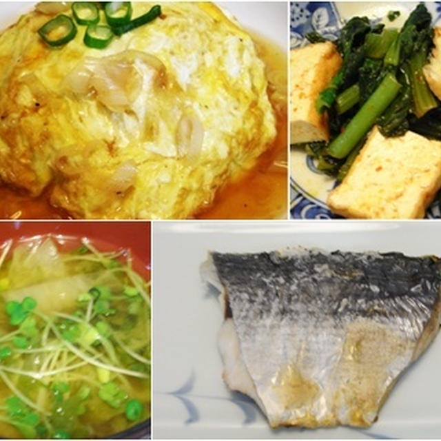 簡単☆天津飯＆小松菜と厚揚げのピリ辛炒め