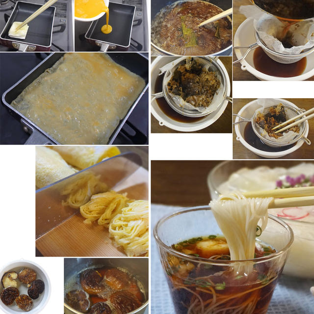 冷やしそうめんにかかせない3つの食材「つゆ」「錦糸玉子」「 椎茸煮」の作り方