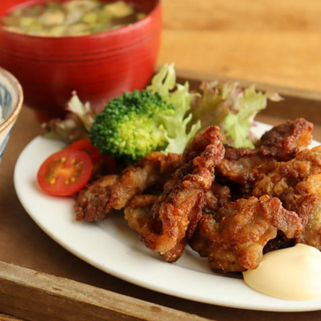豚こまのカリカリ柚子胡椒焼き