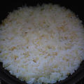 湯立てで白米（８００）。。。石川県産加賀米コシヒカリ白米（こっちは新米）（あいざわ米店）と宮城県産特別栽培米「花きらり」玄米（昨年の）（あいざわ米店）