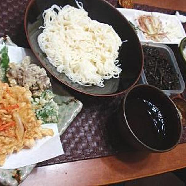 そうめん御膳-野菜の天ぷら＆かき揚げ・茄子の生姜醤油煮-（レシピ付）