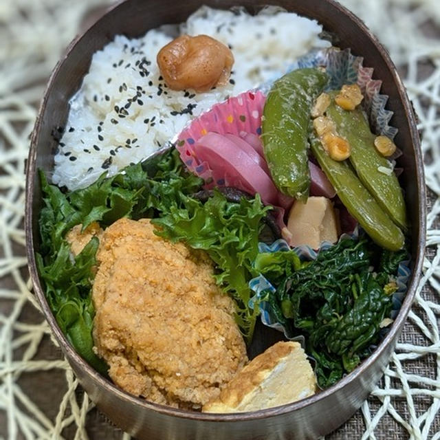 大きなフライドチキンで～夫のお弁当203