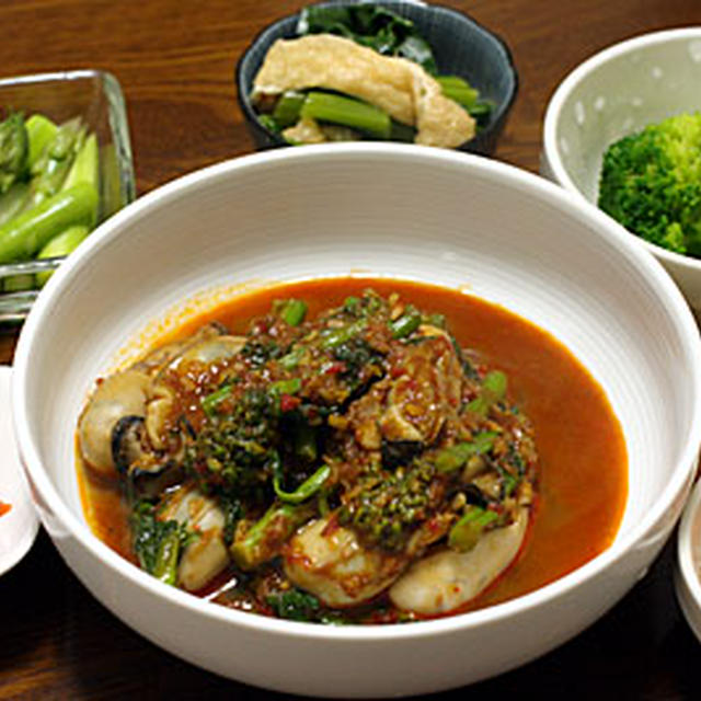 今季ラスト「菜の花と牡蛎の炒め物」