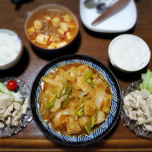 【家ごはん】 焼売料理と 焼売弁当♪　[レシピ] 鶏むね肉とザーサイの胡麻和え / 肉味噌麻婆豆腐