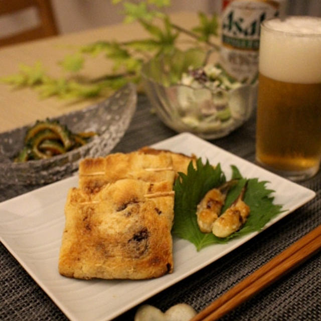 夏バテ防止おつまみ！梅納豆のキツネ焼き