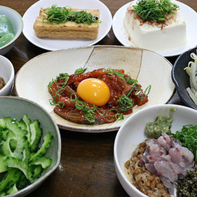 新作料理のつもりで「鯵のユッケ」