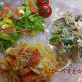きのこフィットチーネとあっさり美味しい豚肉の小松菜巻き(^^♪