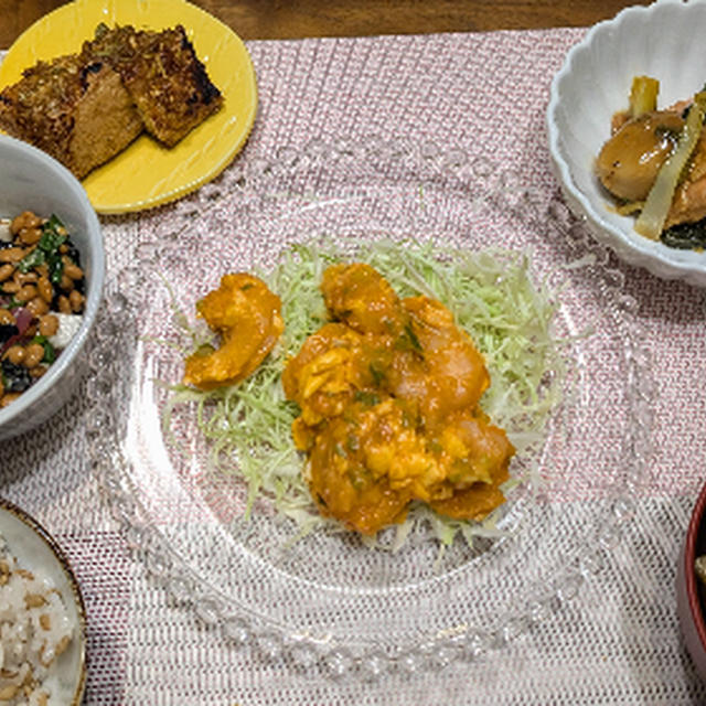 残り物とエビチリ