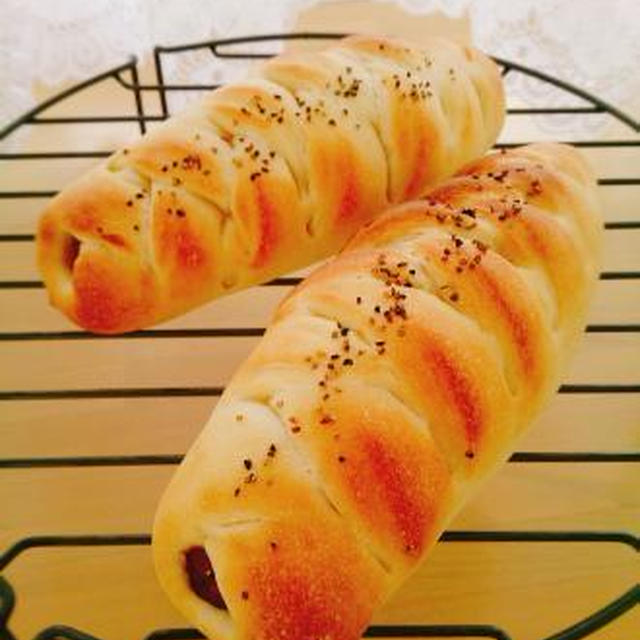 厚切りハムの編み編みパン♪レーズンシュガー♪