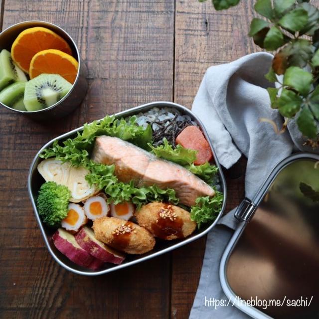 息子の✳︎焼き鮭のっけ弁当♡【#お弁当#鮭#のっけ弁】