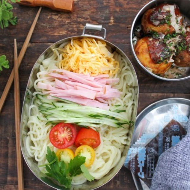 今季最後の冷やし中華と、作り置きたこ焼き。