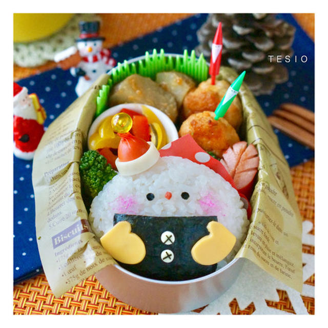 たいこ形スノーマンおにぎり弁当♪と、旬のスーパーフード「キクイモ」