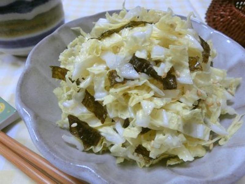 さっぱりやみつき♪　白菜のわさび海苔サラダ