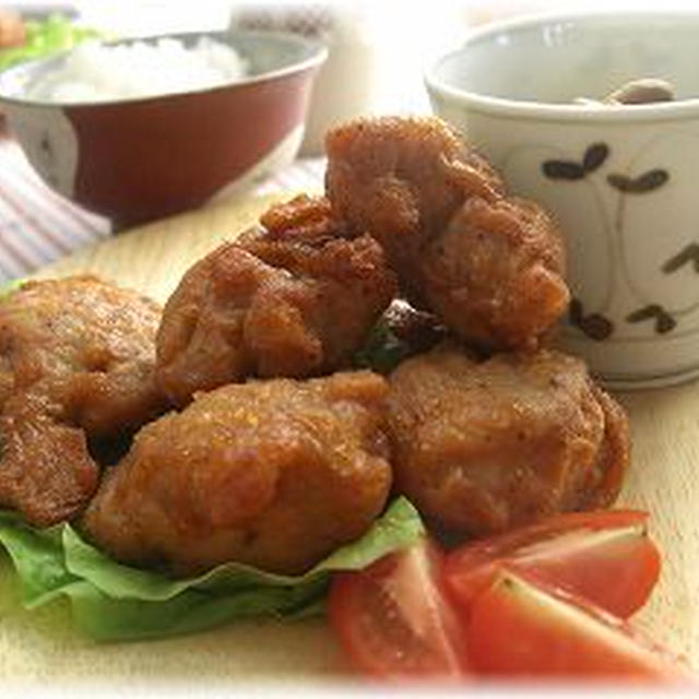 ウチのから揚げ。　と献立。
