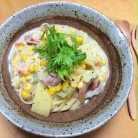 クリームコーンの和風パスタ。