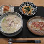 サムゲタン風スープでいろいろ「韓国飯」の晩御飯　と　お花のアップ写真♪