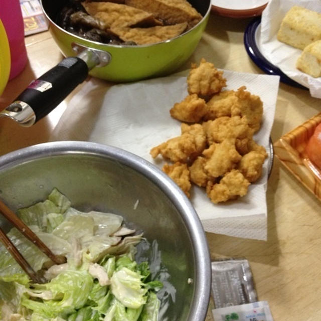 厚揚げと茄子とオクラの炊いたんやらで晩酌