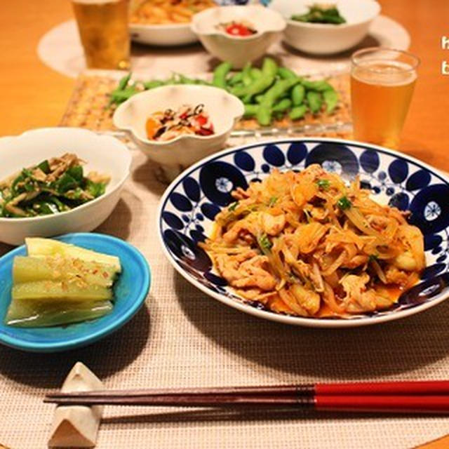 ストウブで『豚キムチ』の献立。