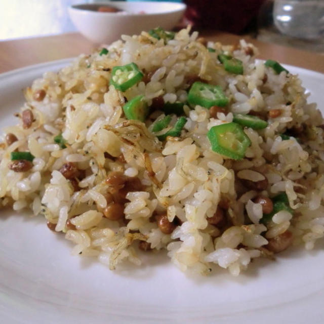 じゃことオクラの納豆チャーハン＊じっくり味わうランチ♪