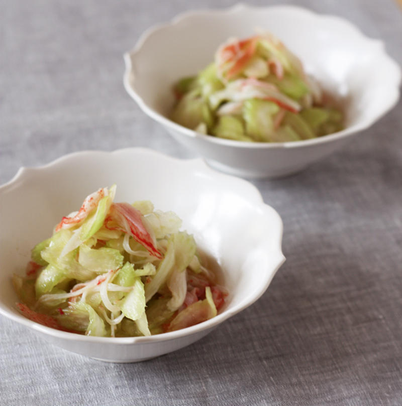 【レシピ】カニカマとセロリの甘酢和え