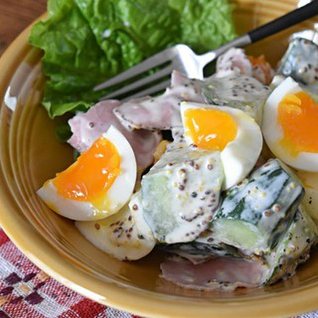 冷蔵庫にありがちな物で作る！食べごたえ満点！ゴロッと卵のハムサラダ