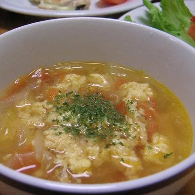 寒い〜(*_*)☆ふわふわ卵のスープ