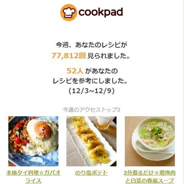 クックパッドさんの週間レポート