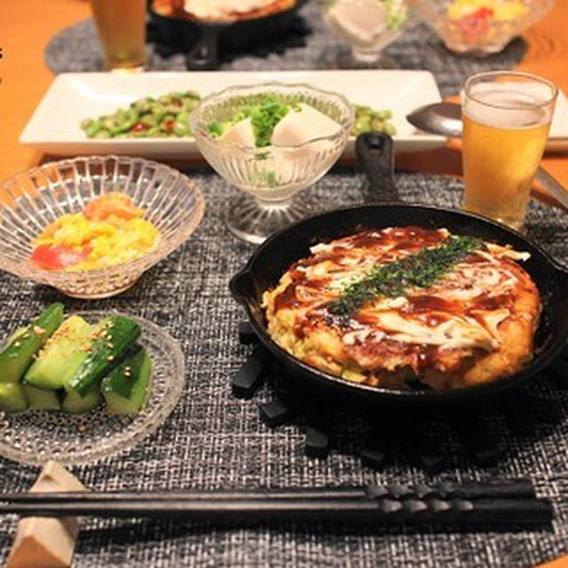 ニトスキで『お好み焼き』の献立。（まだまだＢＢＱの名残り）