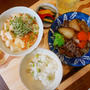 肉じゃがとはんぺんキムチーズみそ汁、昨日の晩ごはん
