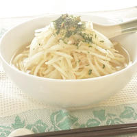 マ・マー早ゆでパスタとペペロンチーニの素でラーメン風