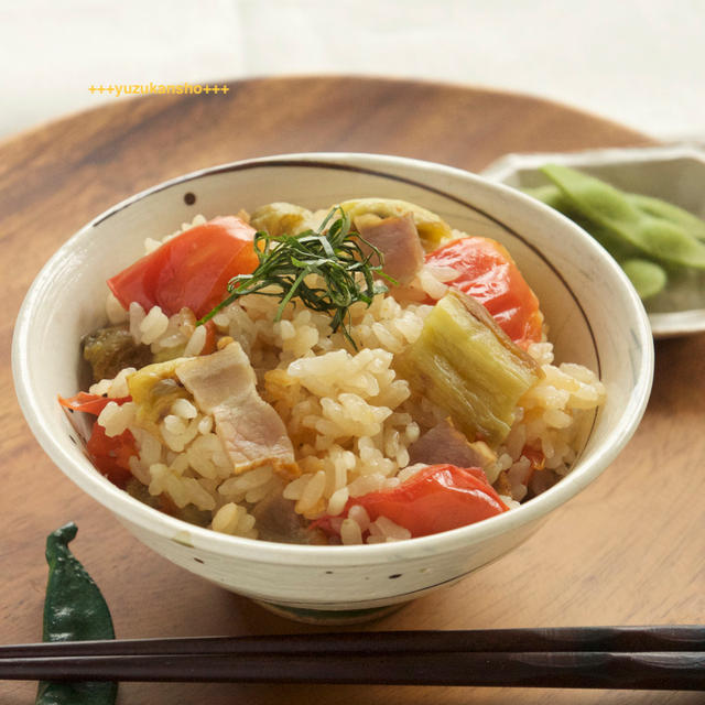 焼きなすとトマトの炊き込みごはん＊重陽の節句