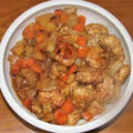 鶏肉団子のドライカレー煮＆ブロッコリーと蕪のベーコン炒め